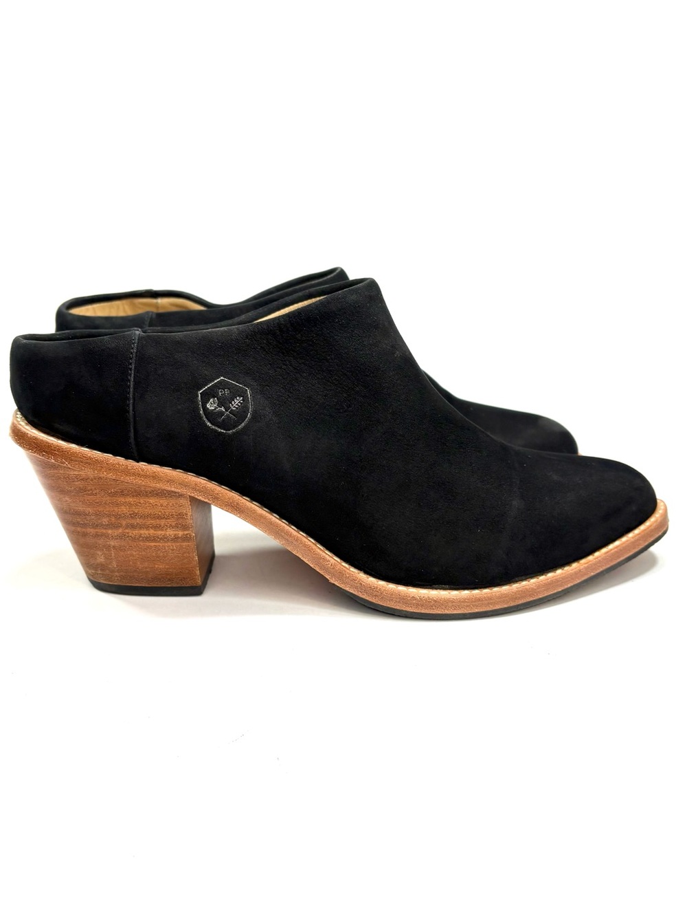 Poppy Barley Black Suede "The Heeled Mule" | 8.5